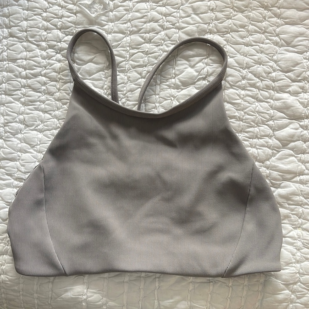Lululemon high neck bra, size 8, grey/nude